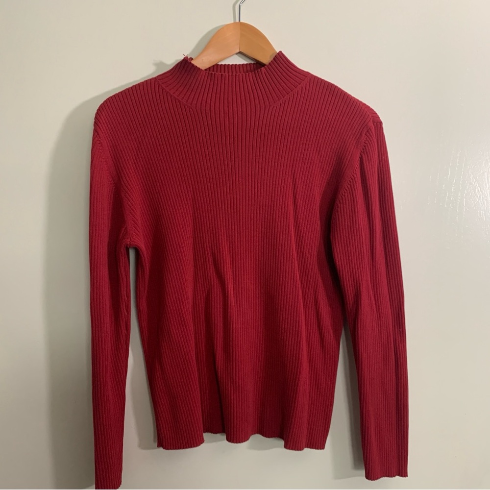 Nordstrom Red Ribbed Women's Sweater 100% cotton - Picture 3 of 12